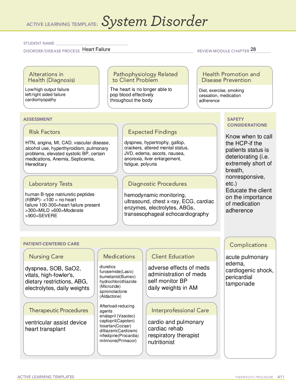 Preview of NU 216FINAL System_Disorder_form_Congestive Heart Failure ACTIVE LEARNING TEMPLATE Nursing